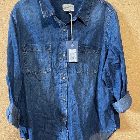 Women Long Sleeve Denim Jeans Woven Top XXL - Picture 4 of 5